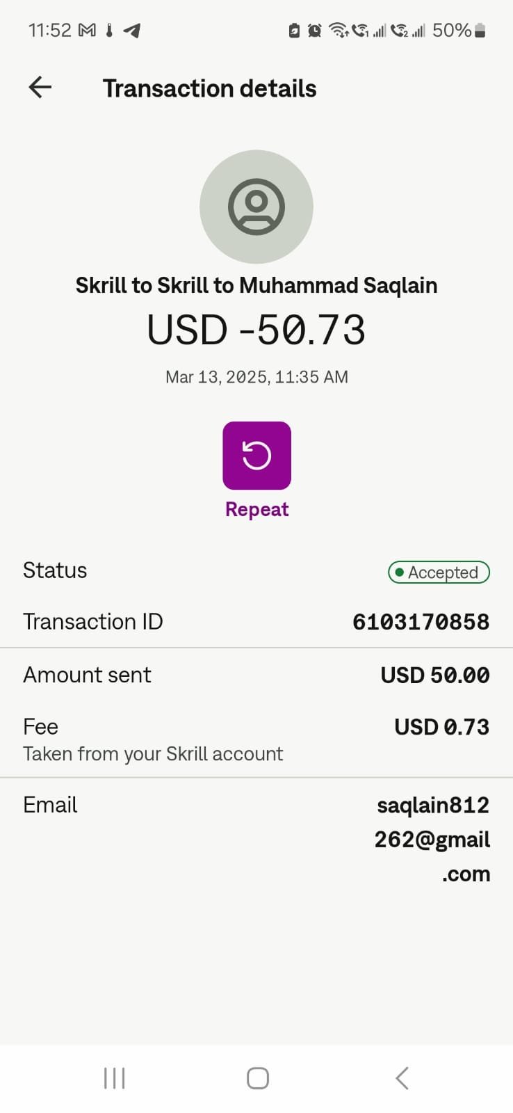 Rebate via skrill payment system