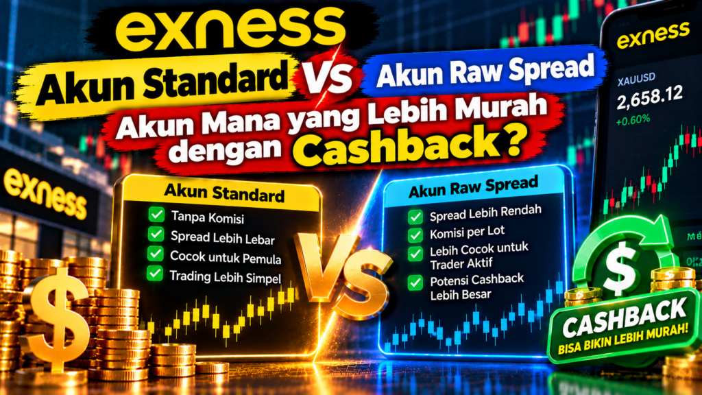 Exness Standard vs Raw Spread: Akun Mana yang Lebih Murah Setelah Cashback? 1 Perbandingan akun Exness Standard vs Raw Spread setelah cashback