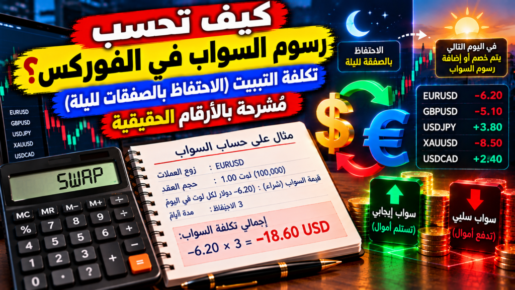 كيف تحسب رسوم السواب في الفوركس؟ تكلفة التبييت بأرقام حقيقية 1 How Do You Calculate Forex Swap Fees? Overnight Costs Explained With Real Numbers