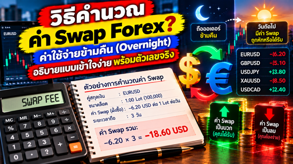 คำนวณค่าสวอป Forex อย่างไร? อธิบายต้นทุนค้างคืนด้วยตัวเลขจริง